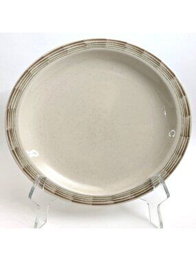Syracuse Oakton Dinner Plate Cream Speckled Design Brown Striped Rim